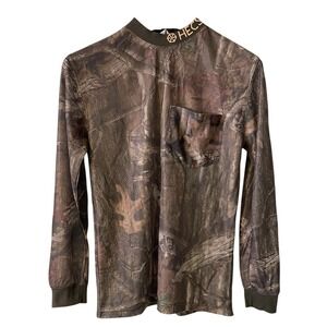 Vtg HECS Men Stealthscreen Mossy Oak Break Up Infinity Hunting Shirt Baselayer M